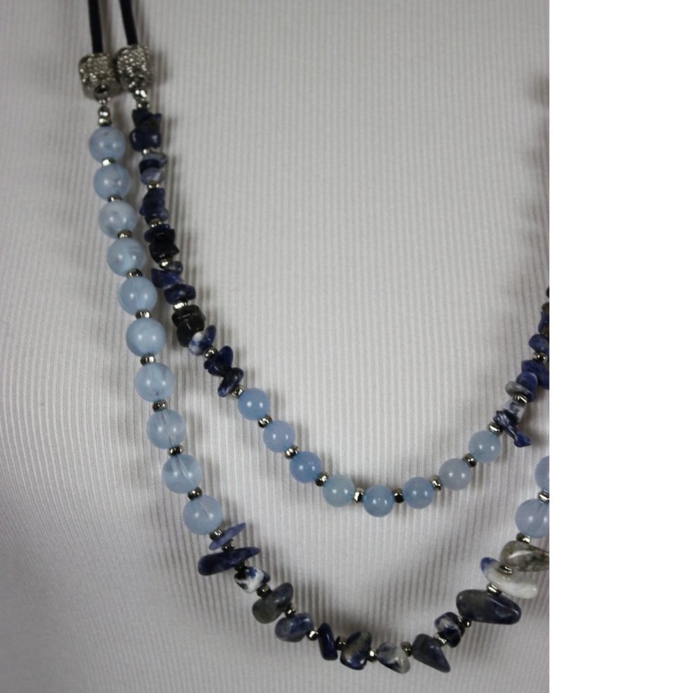 NWT Chico's Multi-Layer Blue & Silver Necklace - Picture 4 of 8